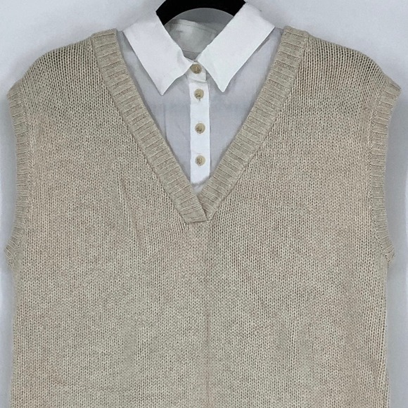 NEW! NAADAM Size Small Cashmere Mixed Media Sleeveless Dress Sand $445 msrp J6-6 - Picture 5 of 12